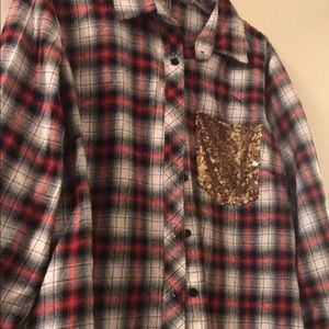 Size XL plaid with gold sequins